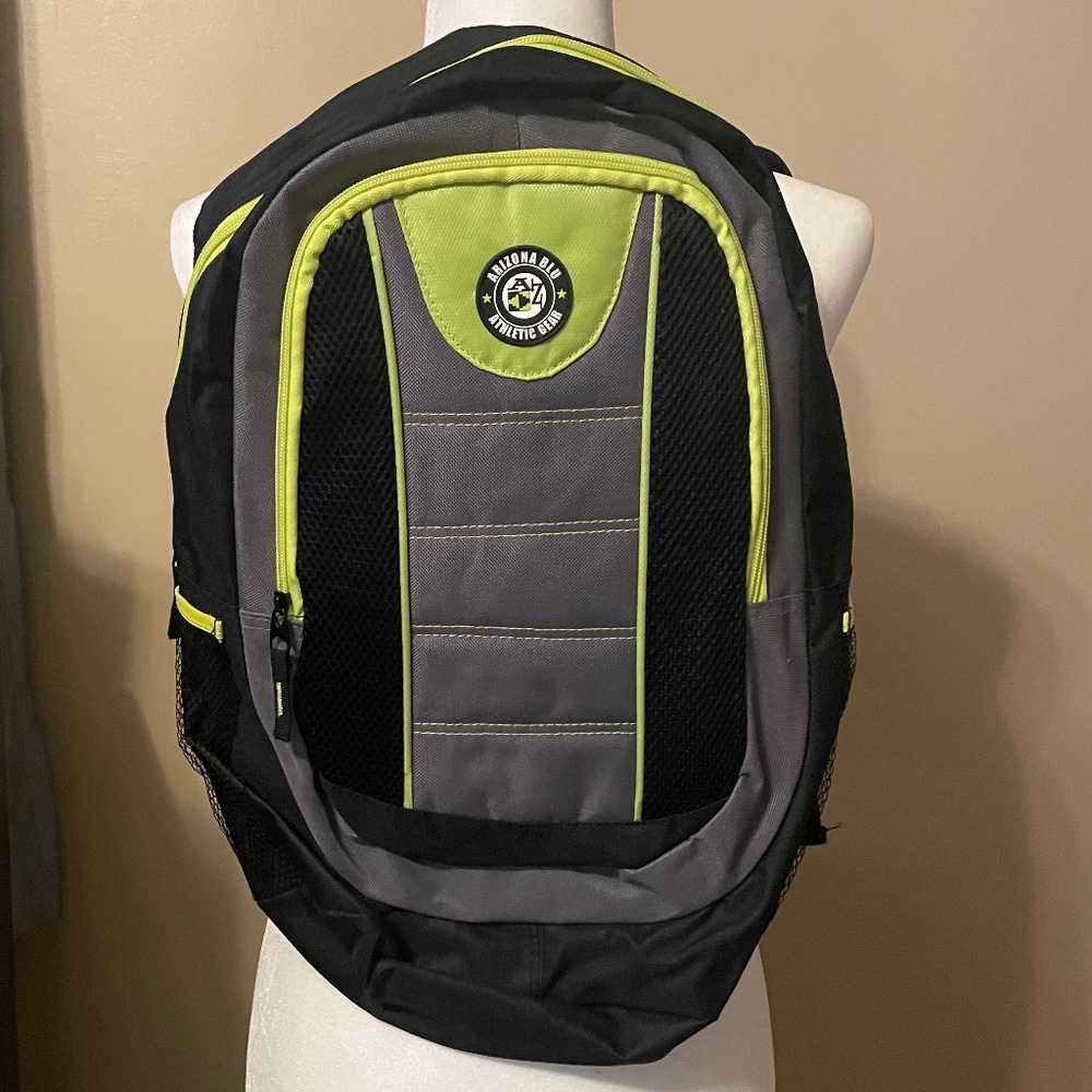 🎒 Arizona Blu Athletic Gear Backpack (Black, Gray, Neon Yellow)